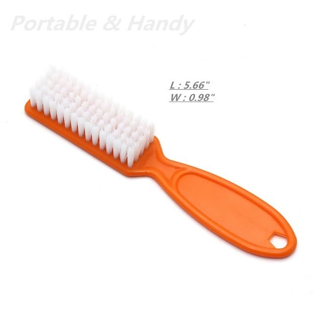 6Pcs Nail Cleaning Brush Set with Ergonomic Handle - Professional Manicure & Pedicure Tools for Women & Men - Nail Dust Brush for Home & Salon Use - Perfect for Fingernail & Toenail Care (Orange)
