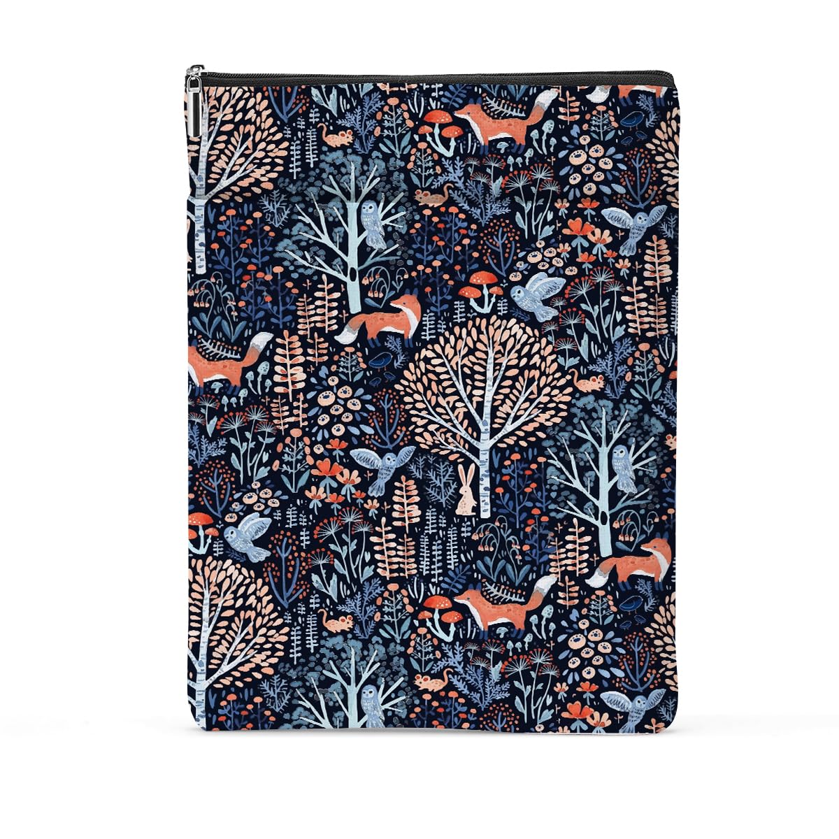 Fox Printed Book Sleeve with Zipper - Washable Book Cover Protector for Hardcover & Paperback - Perfect Gift for Book Lovers, Teachers & Students - Ideal for Reading, Travel & School Use