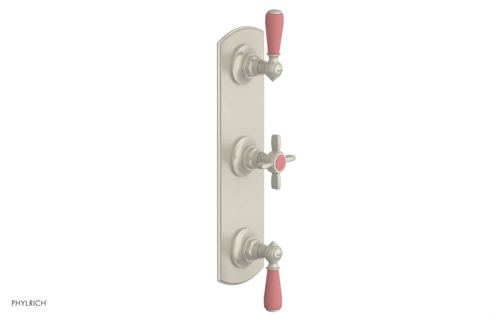 Jamestown Thermostatic Shower Valve with Dual Volume Control - Pink Accented Bathroom Fixture for Modern & Vintage Bathroom Renovations