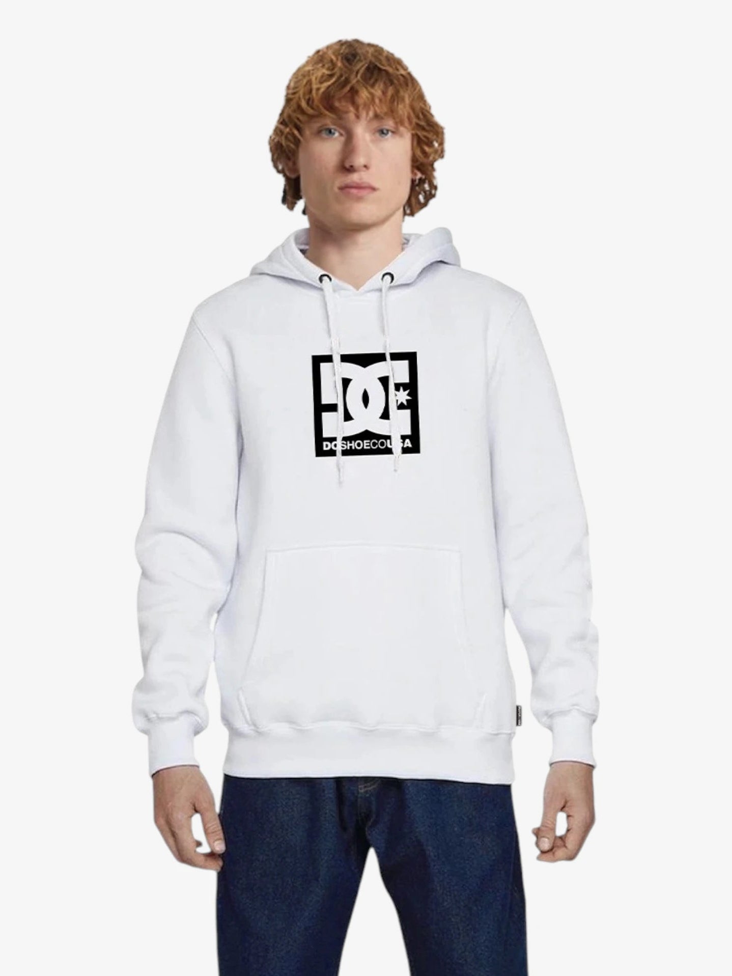 DC Square Star White Hoodie - Trendy Unisex Pullover for Streetwear & Casual Outfits | Perfect for College, Gym, and Everyday Wear