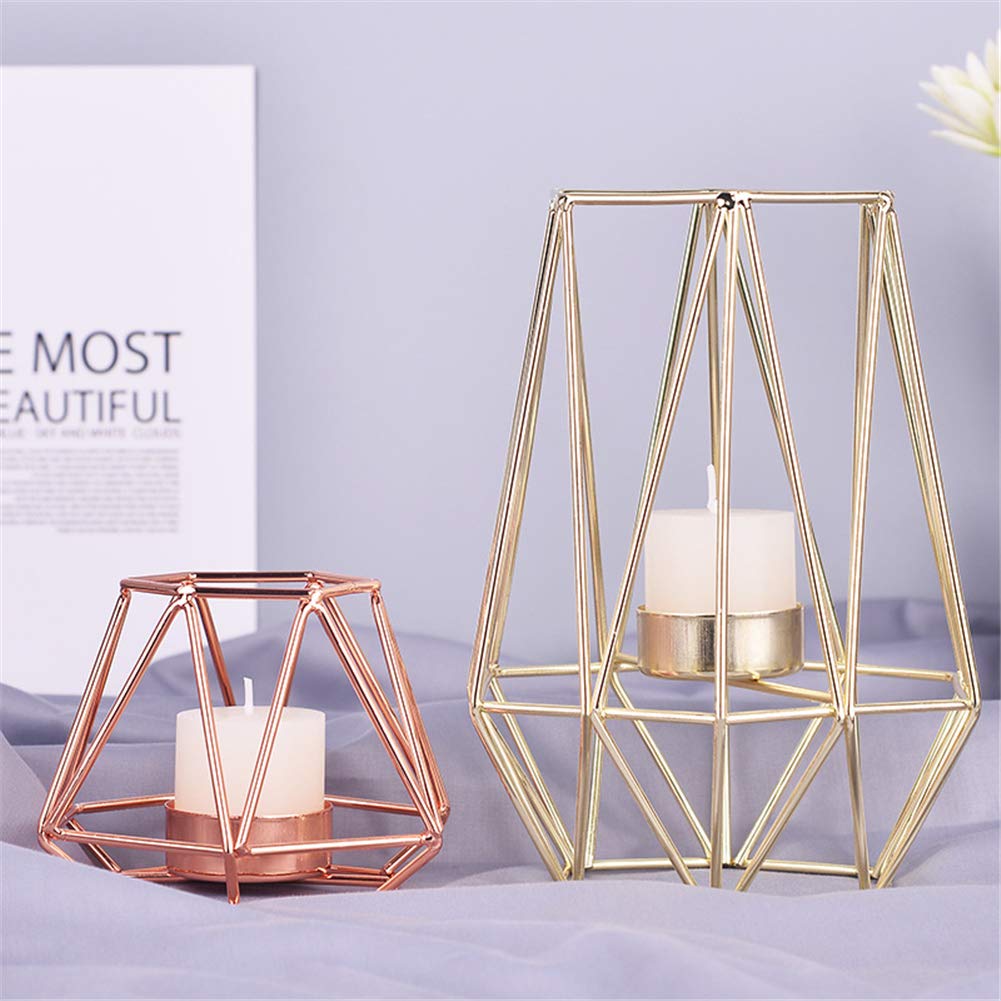 Luxury Golden Wrought Iron Candle Holder - Rose Gold European Style Candlestick for Romantic Table Decor, Wedding Centerpiece & Home Decoration (Small Size) - Perfect for Dining Tables, Bedroom Ambiance & Gift Giving