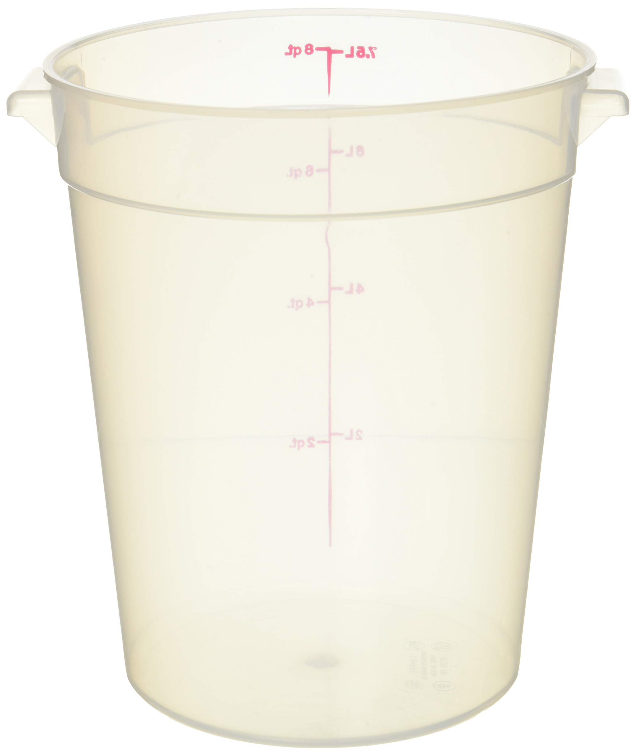 Cambro 8 Quart Round Polypropylene Food Storage Container - Camwear® | Commercial Kitchen & Restaurant Food Prep | Durable BPA-Free Plastic Container for Bulk Food Storage