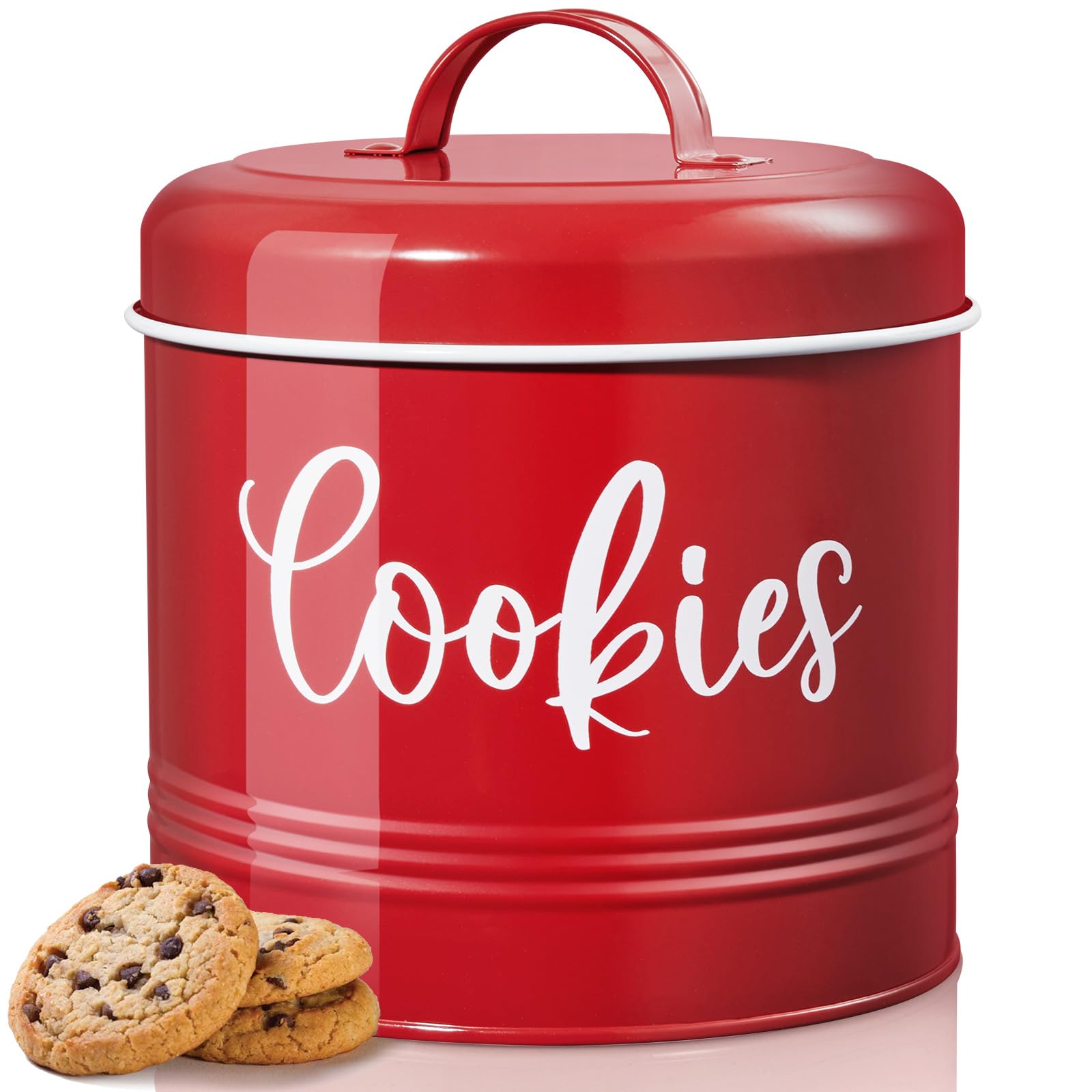 Vintage Farmhouse Cookie Jar with Airtight Lid - 1 Gallon Large Kitchen Food Storage Container for Cookies, Candy, Desserts - Perfect for Countertop Decor & Baking Organization - Ideal for Farmhouse Kitchens, Bakeries & Gift Giving