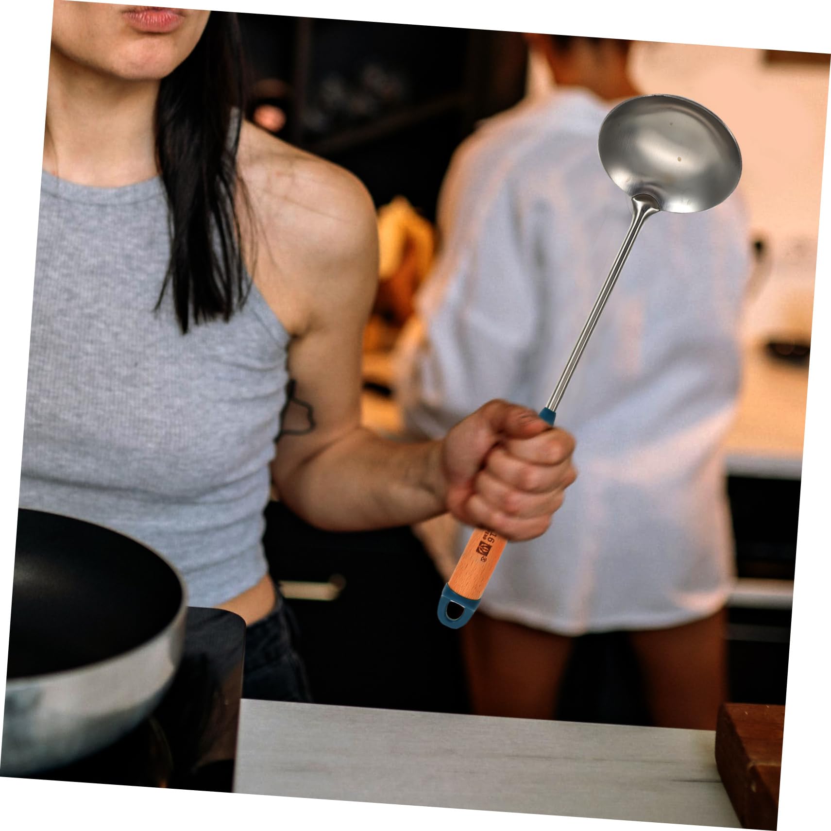 Premium Stainless Steel Spatula with Wooden Handle - Durable Kitchen Utensil for Cooking, Flipping & Serving - Ideal for Non-Stick Pans, Grilling, Baking & Soup Scooping