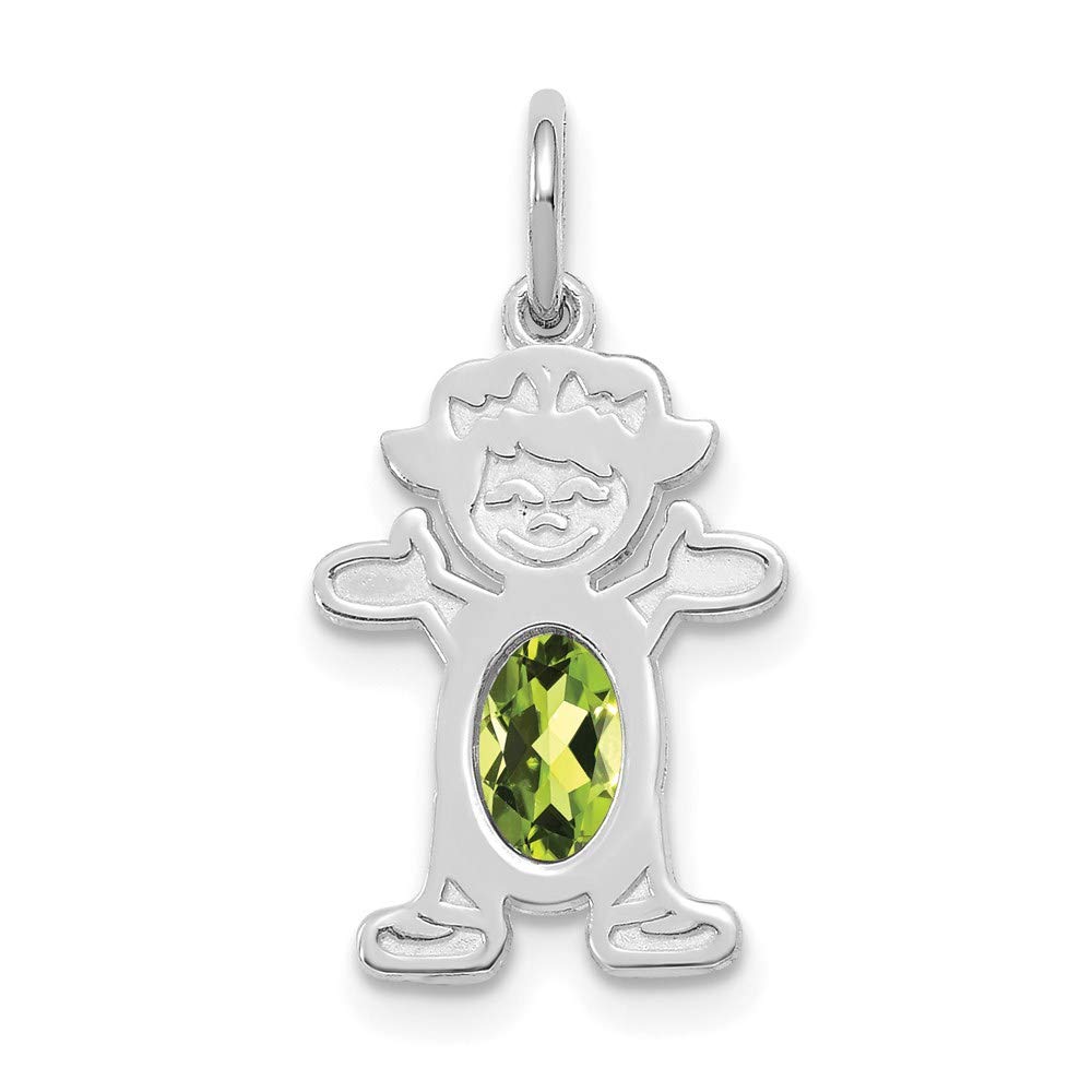 14K White Gold 6x4mm Oval Genuine Peridot August Birthstone Charm Pendant - Perfect for Birthdays, Gifts & Jewelry Collections