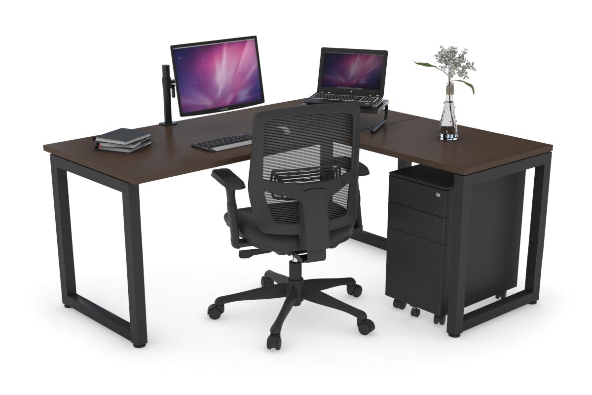 Quadro Loop Legs L-Shaped Corner Office Desk - 1800L x 1450W Dimensions, Ergonomic Home & Business Workspace Solution for Computer, Laptop, and Office Setup