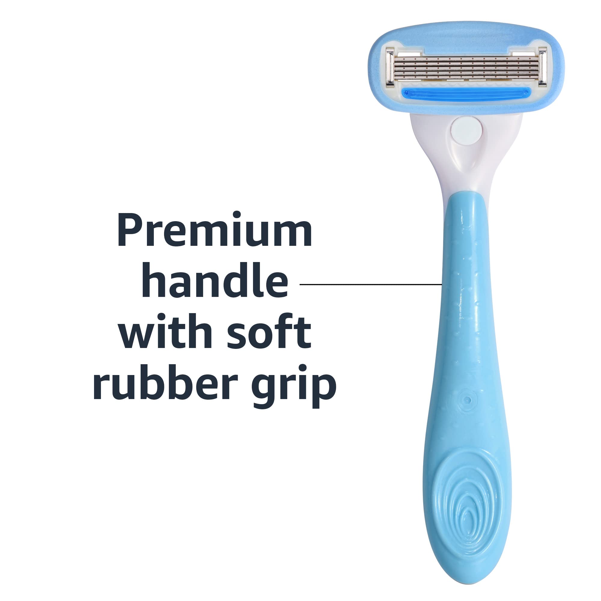Amazon Basics 5-Blade Women's Razor with Handle, 2 Replacement Cartridges & Shower Hanger - Smooth Shaving for Legs, Underarms & Bikini Area - Cartridges Fit Amazon Basics Razor Handles Only (Previously Solimo) - Perfect for Home, Travel & Gym Use