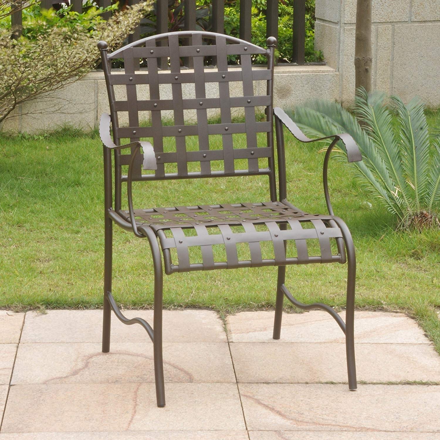 Santa Fe Nailhead Iron Dining Chairs Set of 2 - International Caravan - Elegant Accent Chairs for Living Room, Dining Room or Patio Decor
