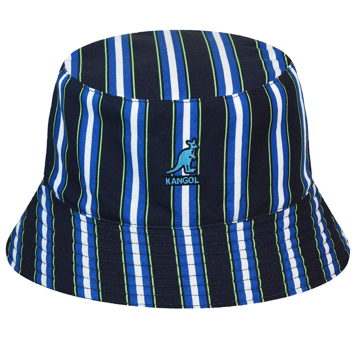 Kangol Double Pattern Bucket Hat for Men & Women - Navy Blue Adjustable Medium Size - Stylish Sun Protection for Outdoor Activities, Beach, Hiking & Travel