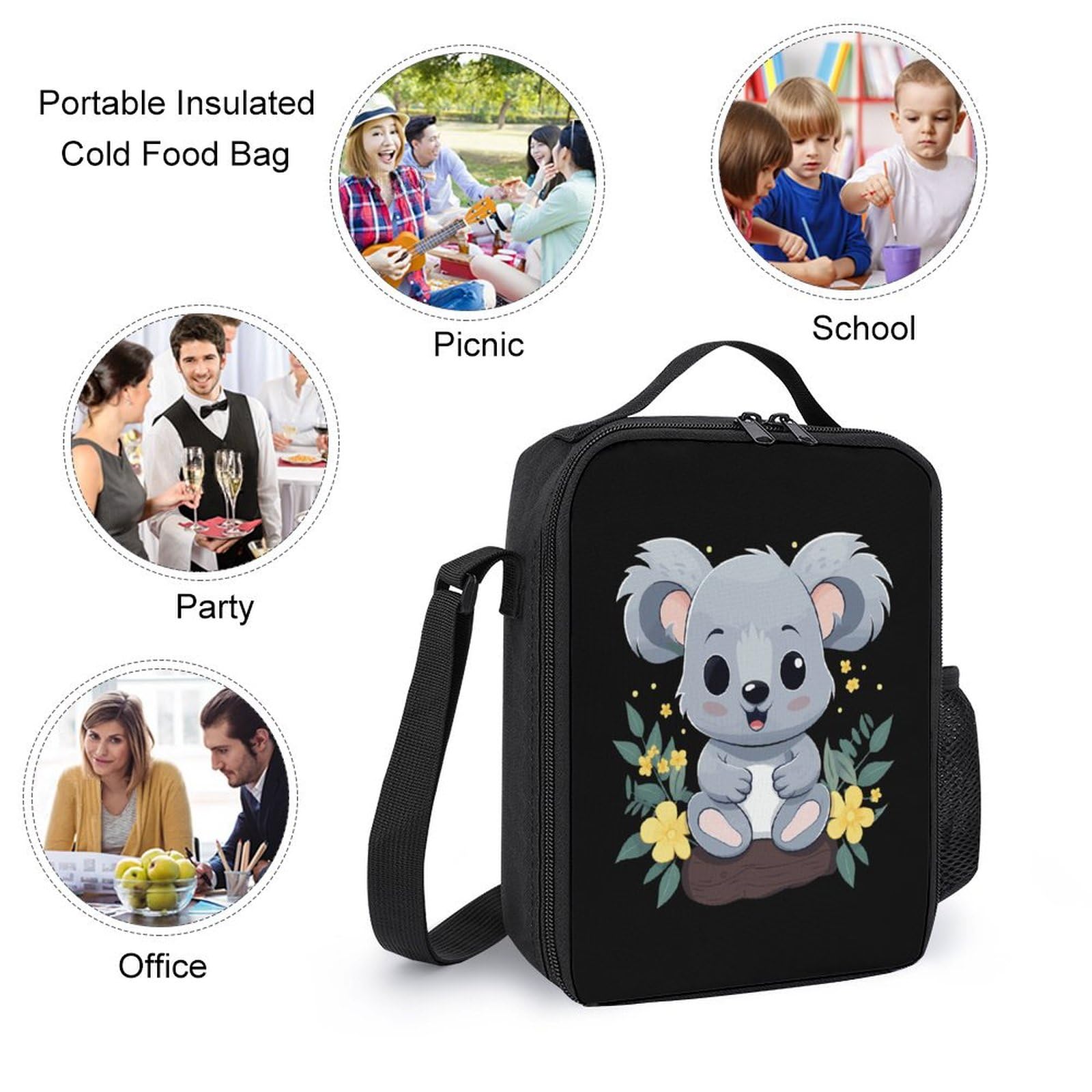 Adorable Koala Cartoon 3-Piece Backpack Set - 17 Inch Laptop Backpack, Travel Daypack with Lunch Box & Pencil Case - Perfect for School, Work & Travel Accessories