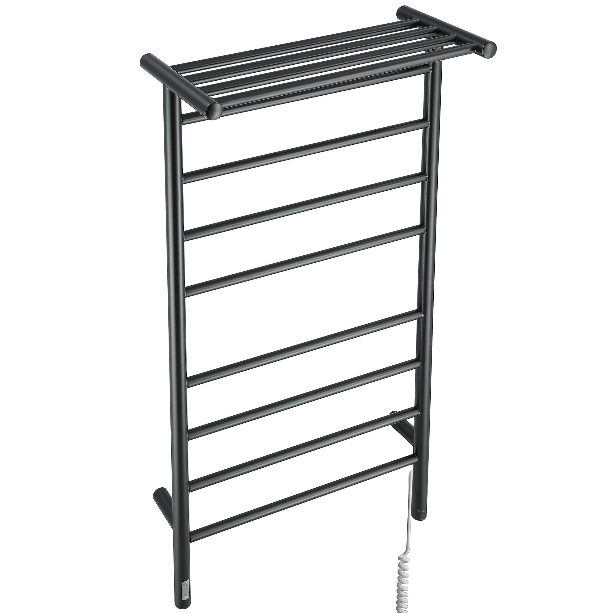 Ancona Piazzo OBT 8 Bar Dual Wall Mount Towel Warmer with Integrated Timer - Matte Black - Perfect for Bathrooms, Spas & Luxury Homes