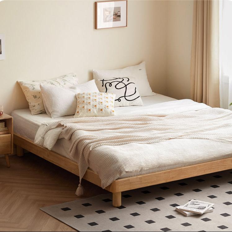 Pine Solid Wood Minimalist Platform Bed - No Headboard - Modern Scandinavian Style Bed Frame for Small Spaces - Perfect for Apartments, Dorms & Tiny Homes