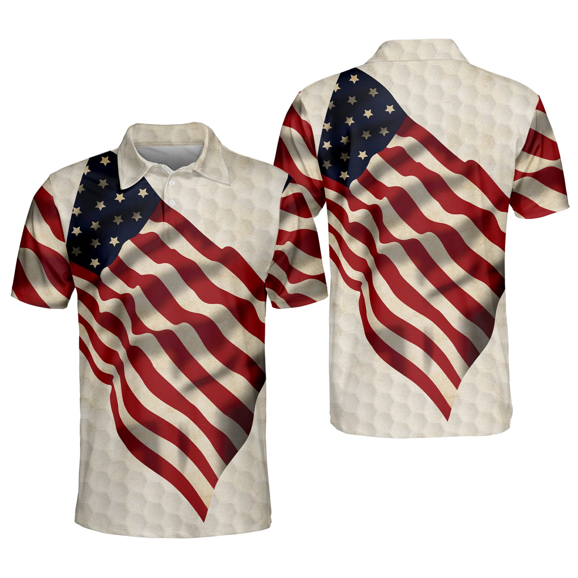 **LASFOUR Patriotic Golf Polo Shirts for Men - Short Sleeve American Flag Design - Perfect for Dad & Grandpa - Ideal for Golf, BBQ, and 4th of July Celebrations**