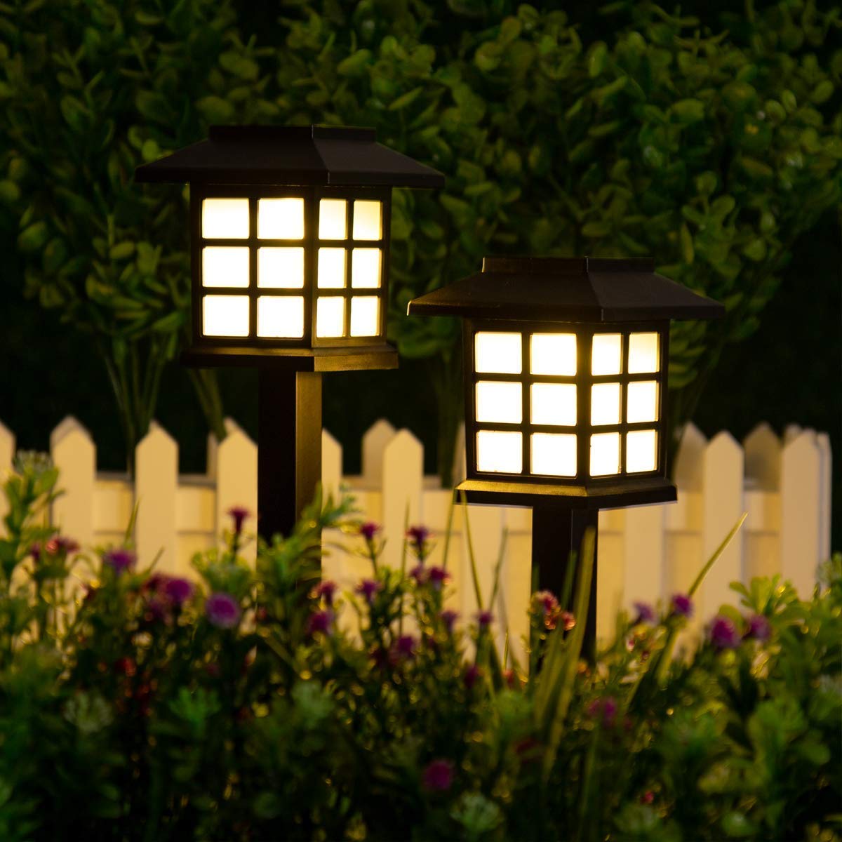 GIGALUMI 12 Pack Solar Outdoor Lights Waterproof LED, Solar Pathway Lights for Garden, Yard, Patio, Driveway, Walkway - Perfect for Landscape Lighting, Fence & Railing Decoration at Night