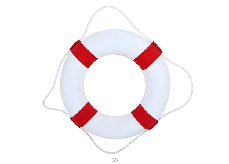 Life Ring Pool Safety Ring - 52cm/20.5inch Swim Foam Ring Buoy with Perimeter Rope for Swimming Pool, Beach, Lake, and Emergency Rescue
