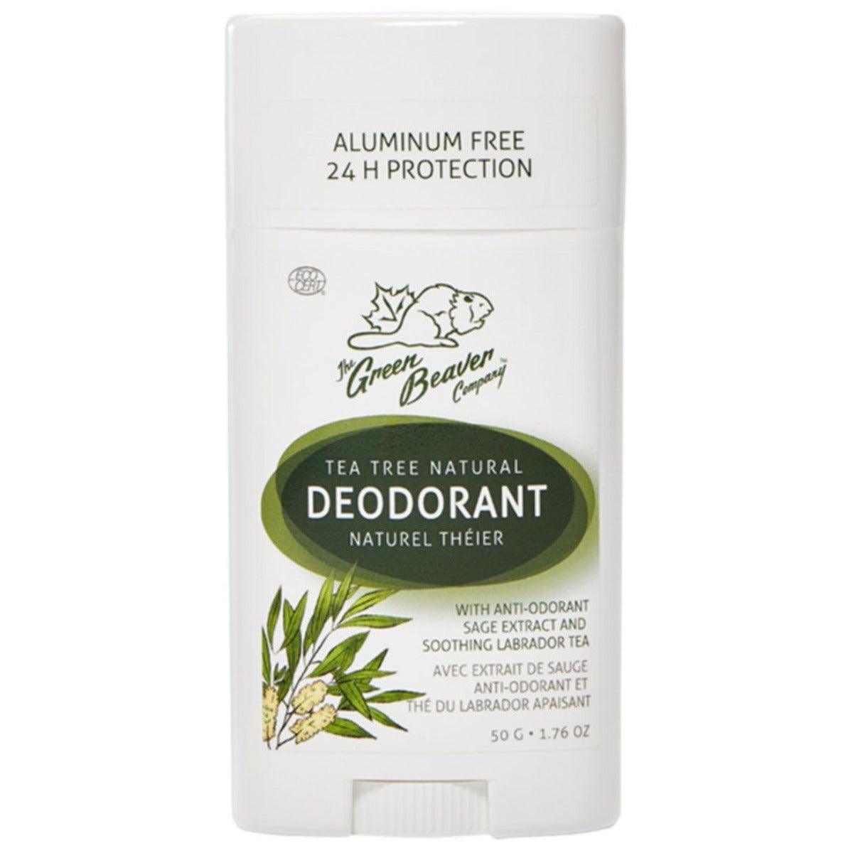 Green Beaver Tea Tree Deodorant - 24 Hour Natural Odor Protection, 50g Roll-On for Women & Men - Perfect for Gym, Work & Daily Freshness