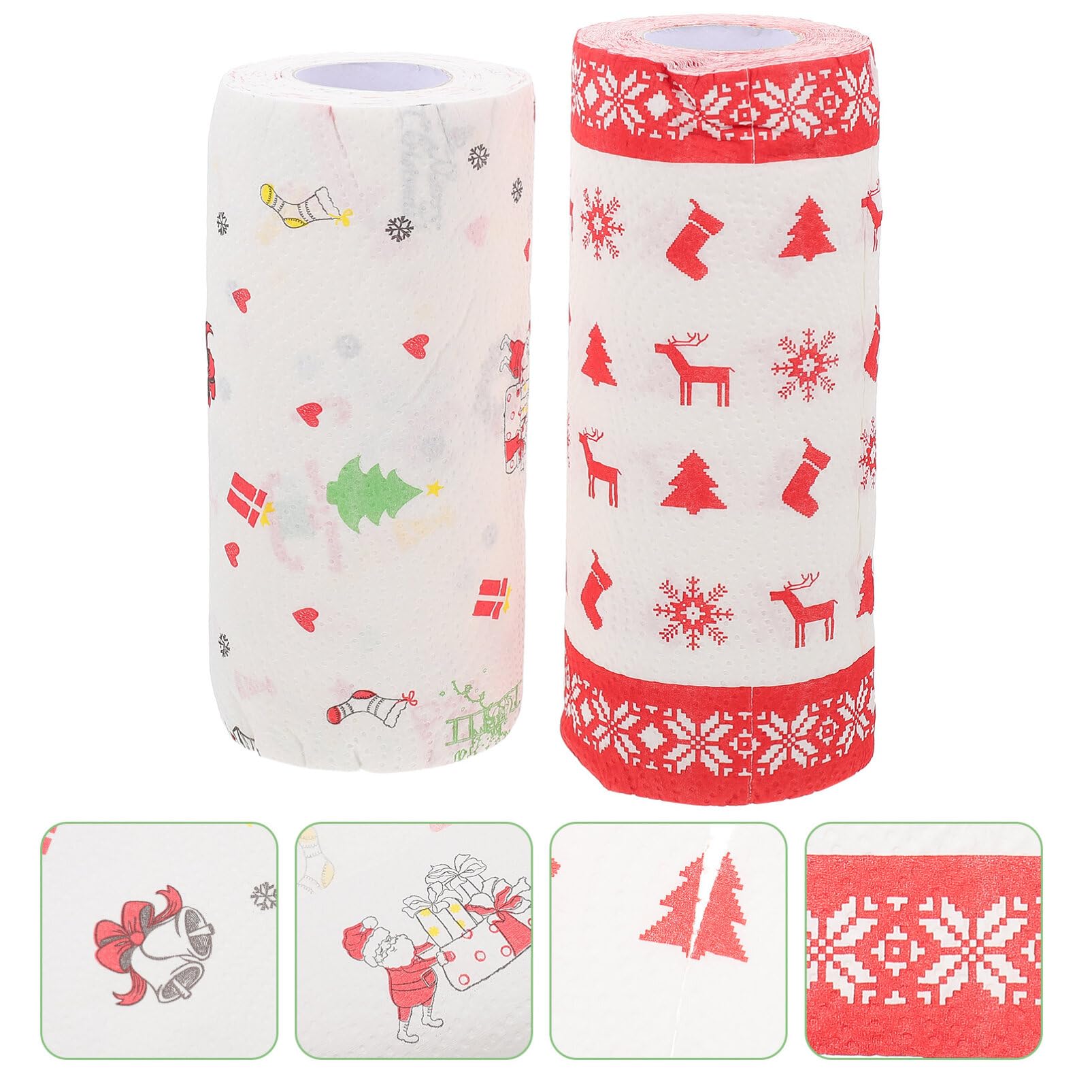 Christmas Kitchen Paper Towels - 2 Rolls | Highly Absorbent Disposable Cleaning Towels for Holiday Kitchen, Restaurant & Business Use | Xmas Themed Kitchen Tissue for Festive Cleaning & Decor