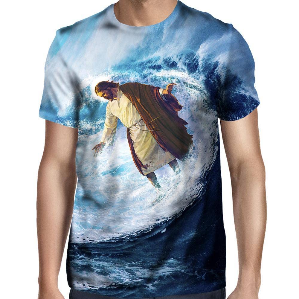Jesus Surfs T-Shirt for Men & Women - Christian Surfing Graphic Tee - Casual Beachwear & Summer Outfit - Perfect for Surfing, Beach Days & Christian Apparel