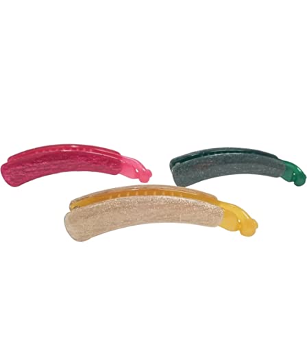 AB Beauty House Colorful Floral Banana Hair Clips - 6 Pack Classic Glossy Hair Claw Clips for Women, Girls & Kids - Perfect for School, Work, Parties & Everyday Hairstyles