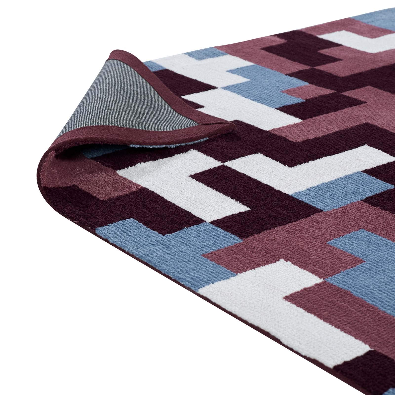 Modern Contemporary Urban Design Living Room Area Rug - Non-Slip Floor Carpet Runner for Lounge, Bedroom & Hallway - Soft Fabric with Multi Red Patterns - Perfect for Home Decor, Office & Dorm