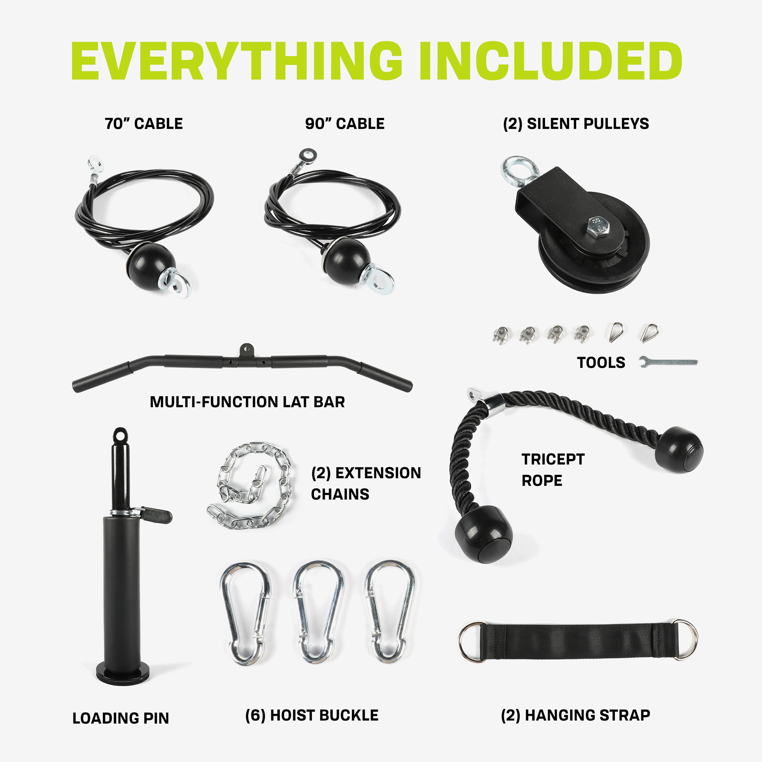 PRCTZ Adjustable Cable Pulley System for Home Gym - Strength Training Equipment for Full Body Workouts, Resistance Bands & Weight Lifting - Perfect for Garage Gym, CrossFit & Functional Training