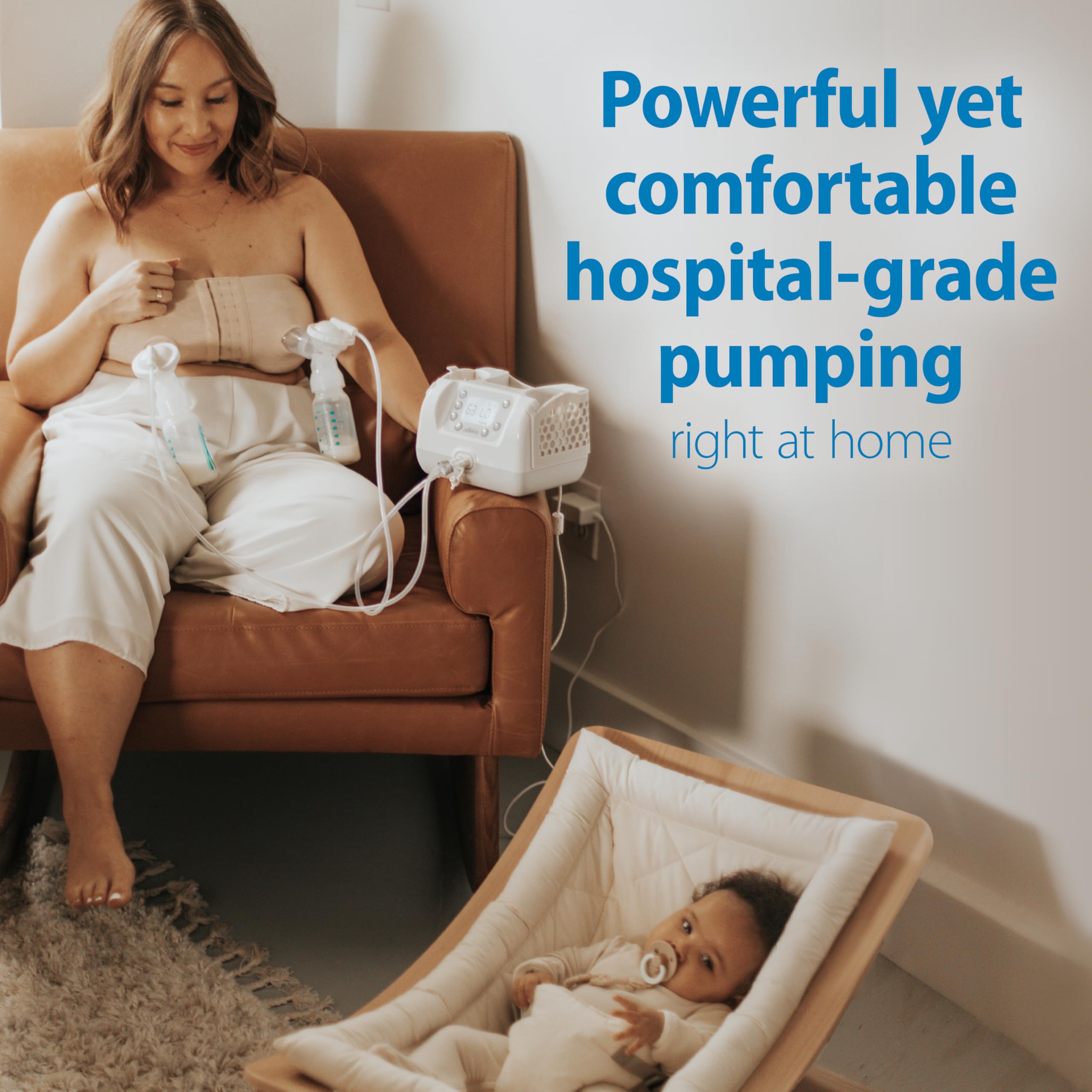 Dr. Brown's Customflow Hospital Strength Double Electric Breast Pump - Adjustable Suction & Speed, Includes 4oz Bottles, Flanges & Accessories - Ideal for Working Moms & Breastfeeding at Home or Travel