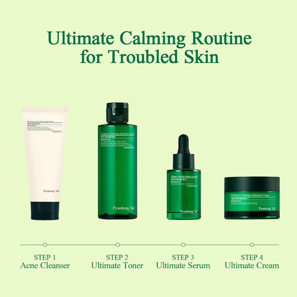 Pyunkang Yul Ultimate Calming Solution Ampoule for Sensitive Skin - Korean Skincare Serum with Cica & Tea Tree to Soothe Redness & Irritation (1.01 Fl Oz/30ml) - Perfect for Post-Treatment Care & Daily Skin Calming Routine