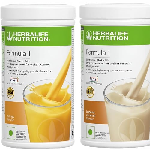 Herbalife Formula 1 Nutritional Shake Mix - 2 Pack (500g Each) | Protein Powder Meal Replacement for Weight Loss | Mango Banana Flavor | Perfect for Breakfast Smoothies & Post-Workout Recovery