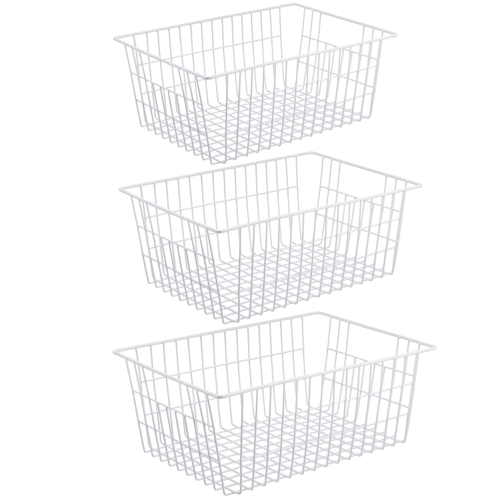 iPEGTOP Wire Storage Baskets - 3 Pack Metal Mesh Organizer Bins for Home, Office, Kitchen & Bathroom Organization - Perfect for Shelves, Cabinets, and Closet Storage