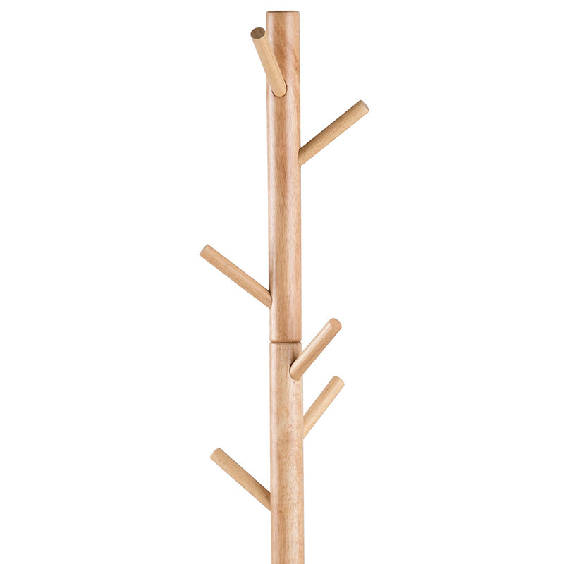 BRENER Wooden Coat Stand - Natural Finish for Hats, Jackets & Scarves - Perfect for Entryway, Bedroom or Office Organization