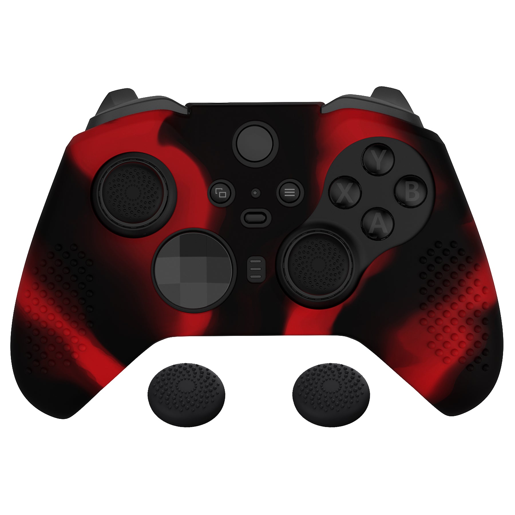 eXtremeRate PlayVital Anti-Slip Silicone Cover for Xbox One Elite Series 2 Controller (Model 1797 & Core) - Black & Red Design with Thumb Grips - Protective Skin Case for Enhanced Gaming Grip & Comfort - Perfect for Competitive Gaming & Long Play Sessions