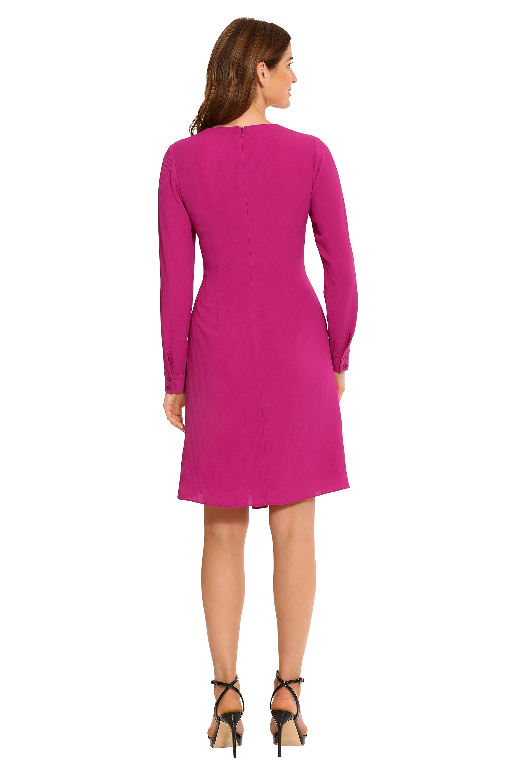 Maggy London Women's Faux Wrap Crepe Dress with Asymmetric Hem - Elegant Workwear & Office Attire for Professional Women | Perfect for Business Meetings, Date Nights, Wedding Guest & Special Occasions