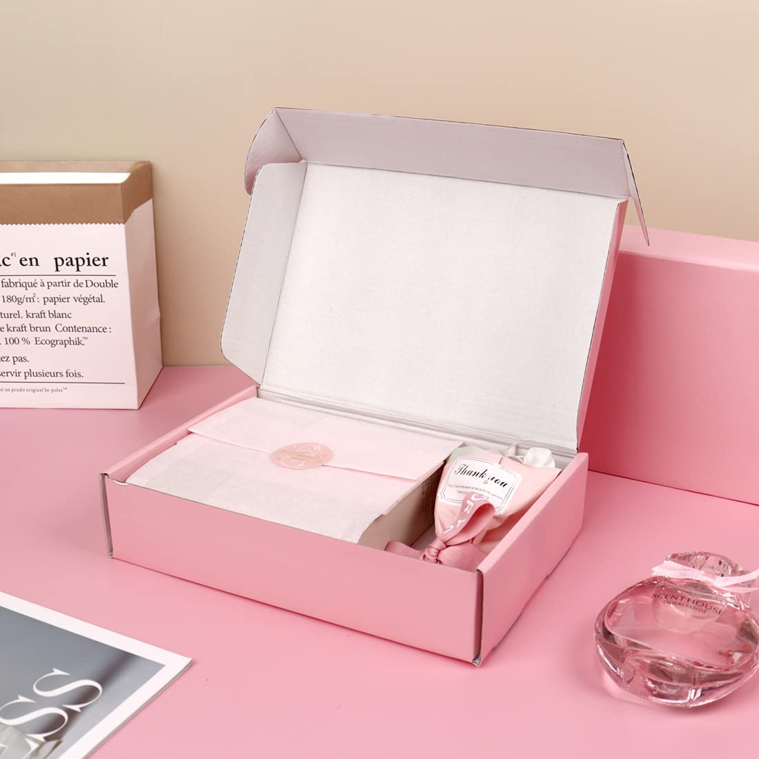 30 Pack 9x6x2 Inch Pink Corrugated Cardboard Shipping Boxes - Small Business Packaging, Mailing & Ecommerce Shipping Supplies - Perfect for Jewelry, Cosmetics & Small Product Shipments