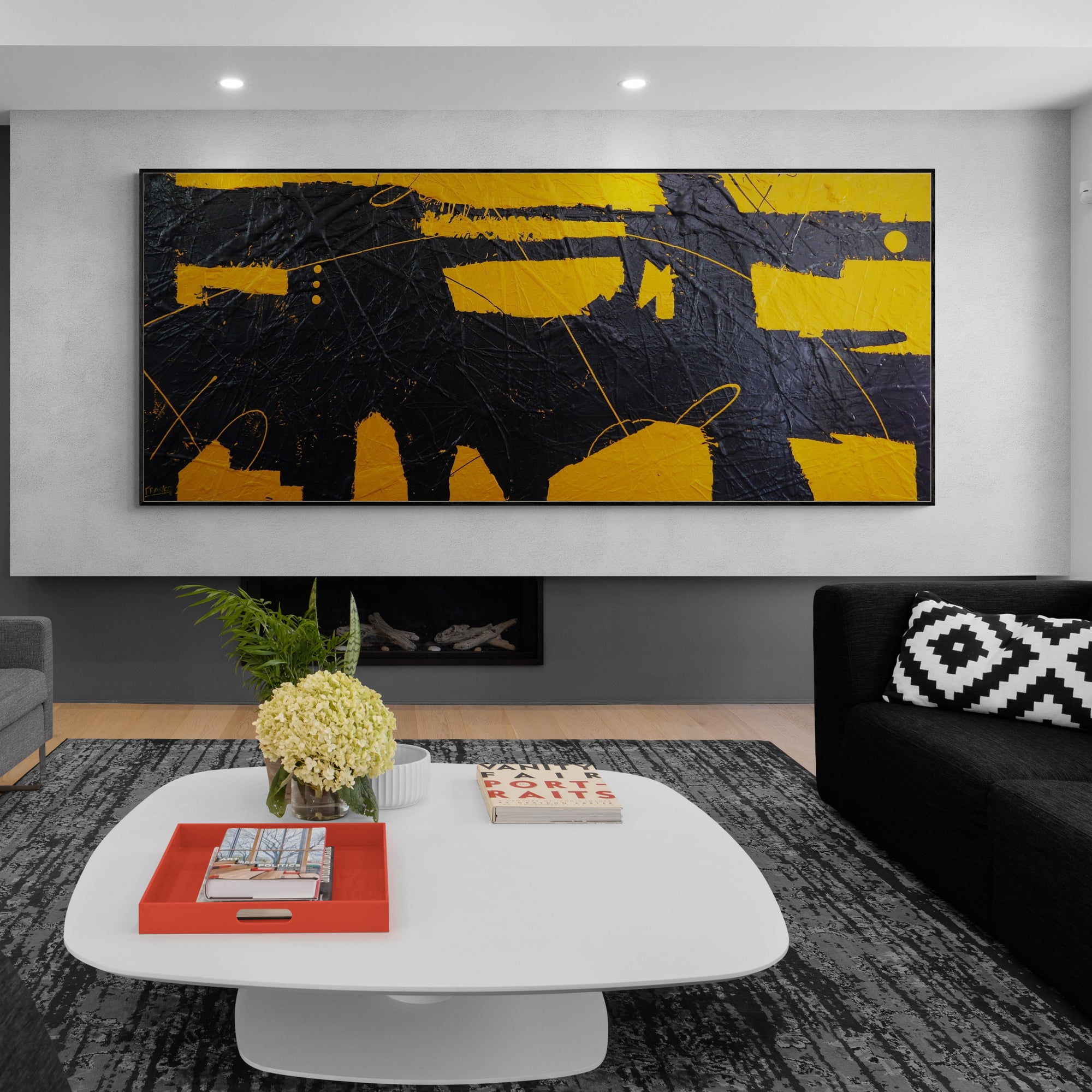 Golden Disclosure 240cm x 100cm Abstract Textured Wall Art - Modern Canvas Painting for Living Room, Bedroom & Office Decor