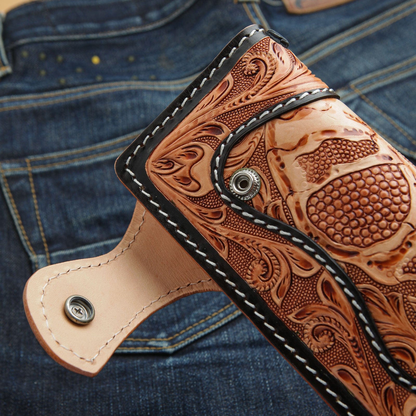 Genuine Cowhide Leather Biker Wallet for Men - Custom Beige & Light Brown | Stylish & Durable Men's Accessory for Motorcycle Riders & Everyday Use