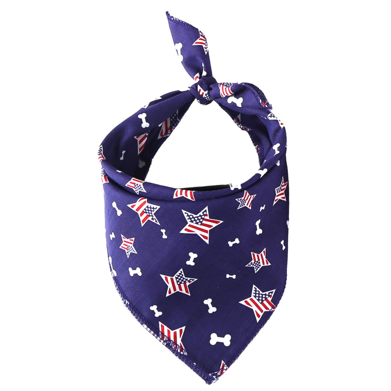 Washable American Flag Dog Bandana Bib - Reversible Pet Kerchief for Independence Day, 4th of July, Patriotic Square Scarf for Dogs & Cats (Blue) - Perfect for Holidays, Parades & Outdoor Adventures