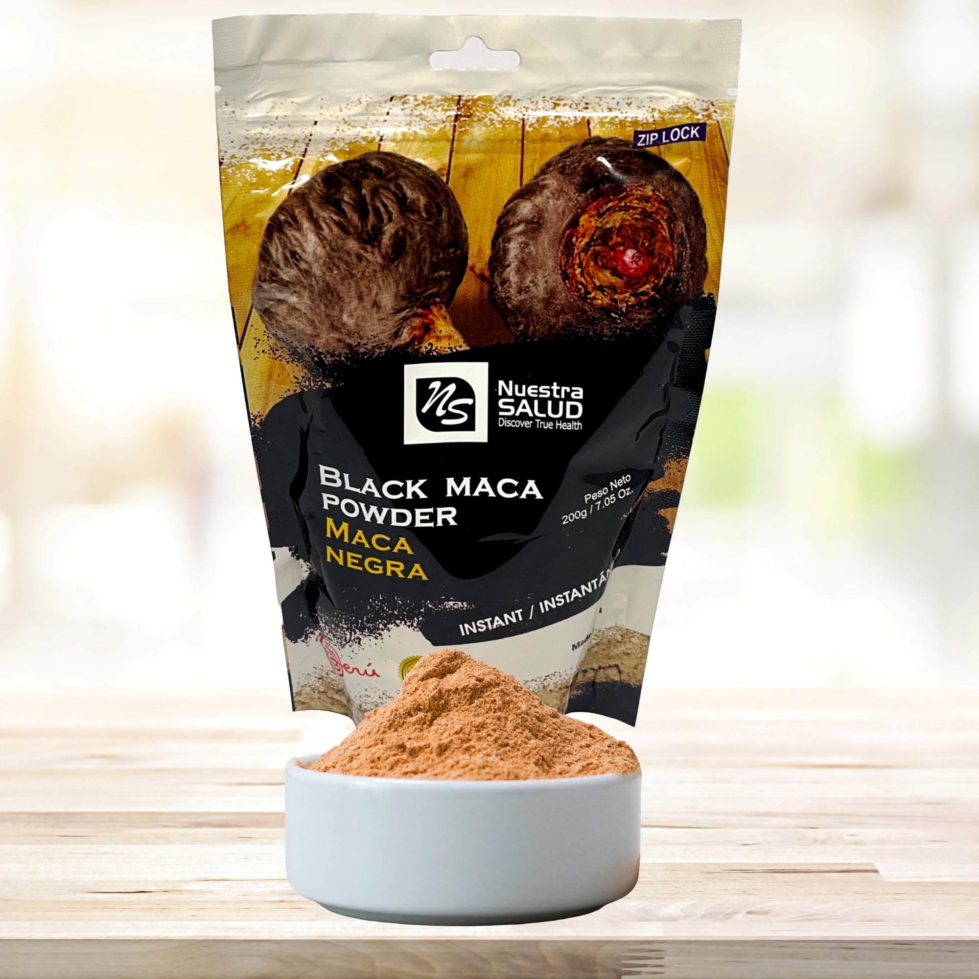 Organic Black Maca Powder 200g - Premium Peruvian Maca Root Supplement for Energy & Vitality - Perfect for Smoothies, Coffee & Natural Wellness Boost