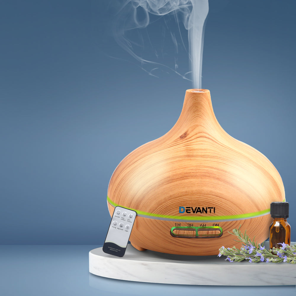 Devanti 300ml Aroma Diffuser & Essential Oil Humidifier for Home, Office, Yoga | Ultrasonic Aromatherapy with 7 LED Color Lights, Auto Shut-Off | Perfect for Relaxation, Sleep & Stress Relief