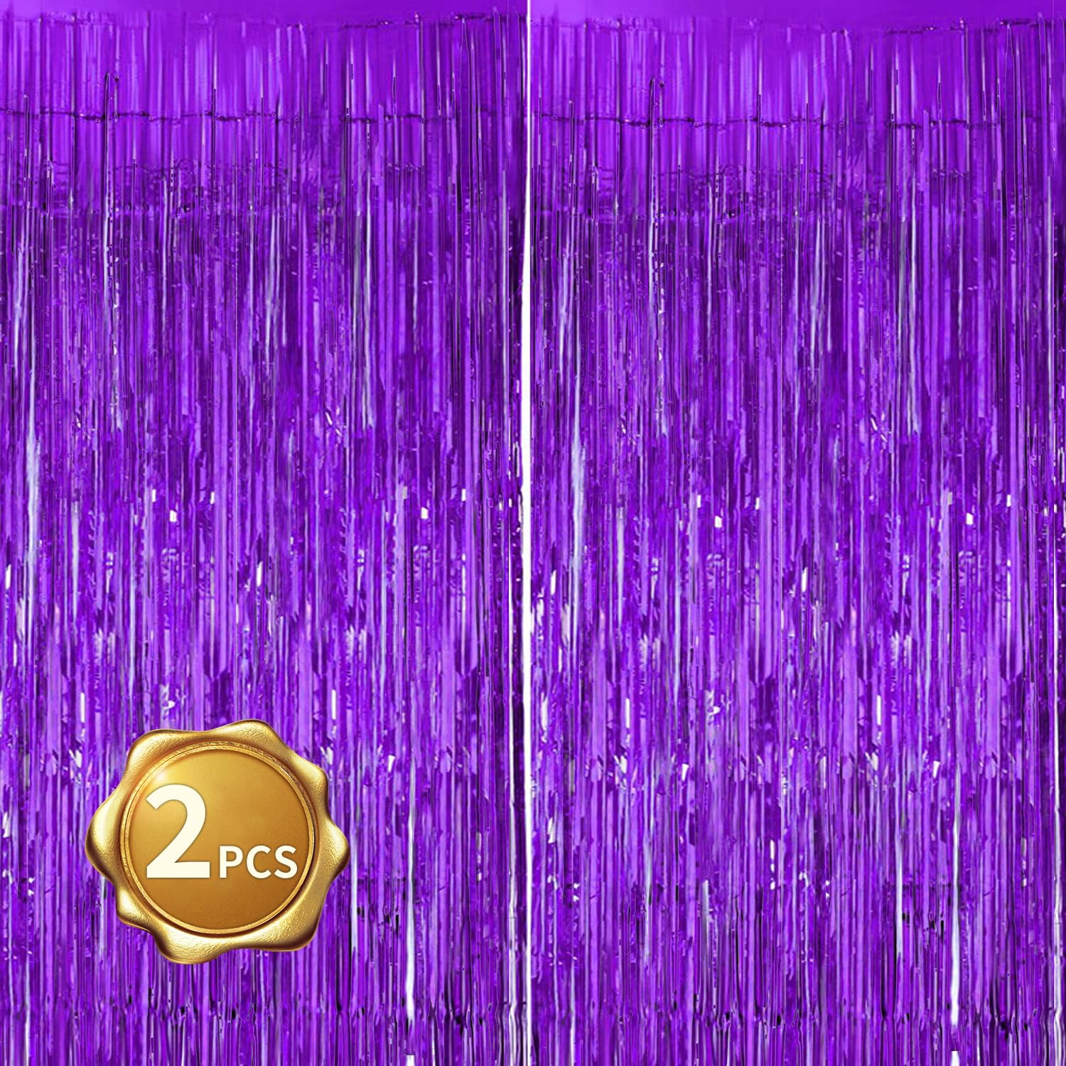2 Pcs Light Purple Violet Tinsel Door Curtains - 3.28 ft x 6.56 ft Foil Fringe Streamers for Party Backdrop, Birthday, Halloween, Wedding Decorations - Perfect for Doorways, Photo Booths & Event Backgrounds