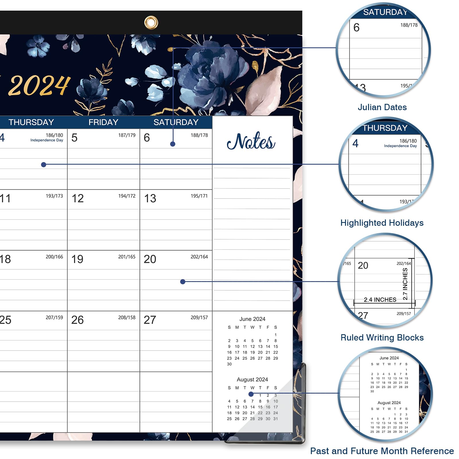 2024-2025 Academic Desk Calendar Planner | 18 Months (July 2024 - December 2025) | 17