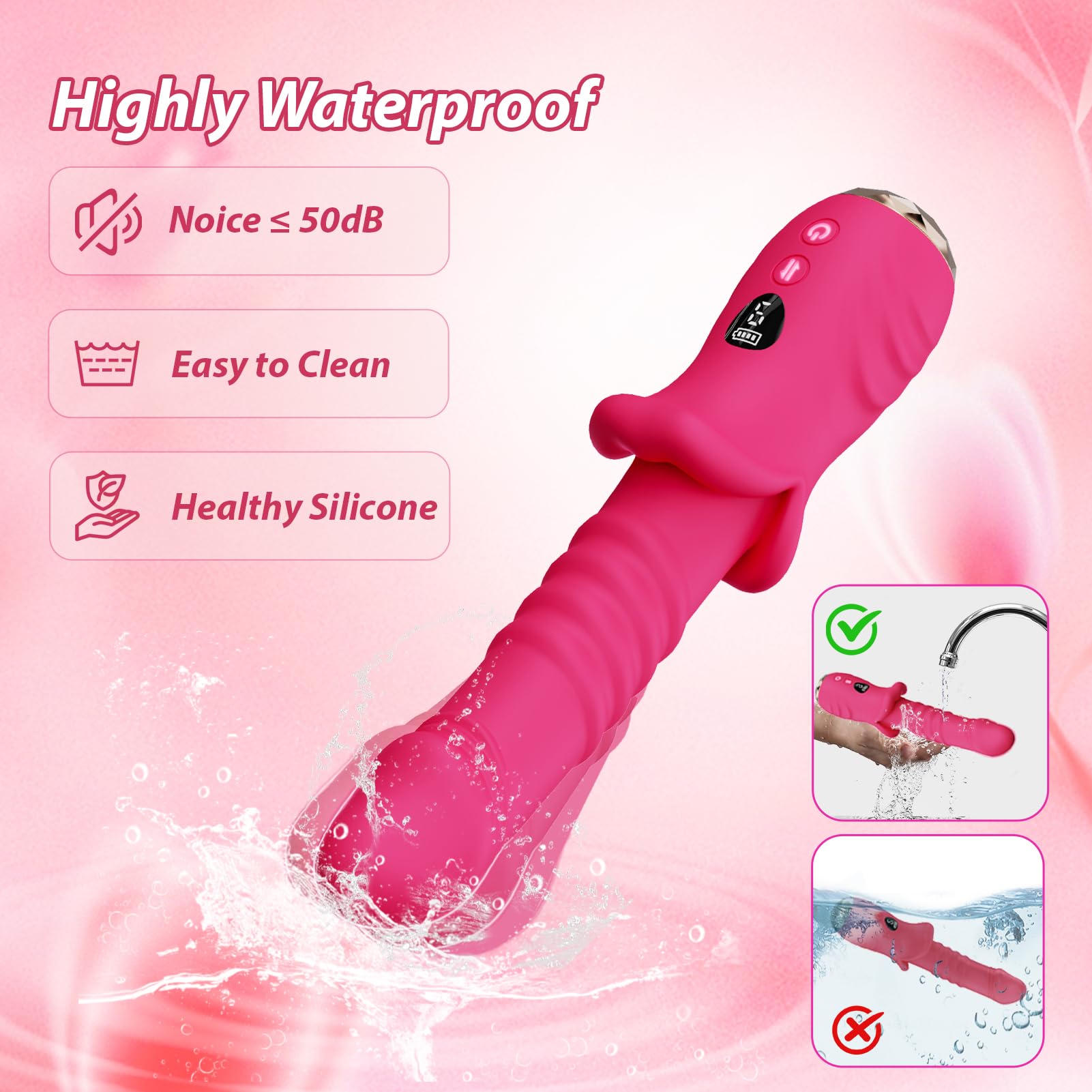 9-Speed Thrusting Dildo Vibrator with G-Spot Stimulation - Realistic Mouth-Shaped Adult Toy with 9 Vibration Modes & LED Display - Perfect for Couples Play and Solo Pleasure