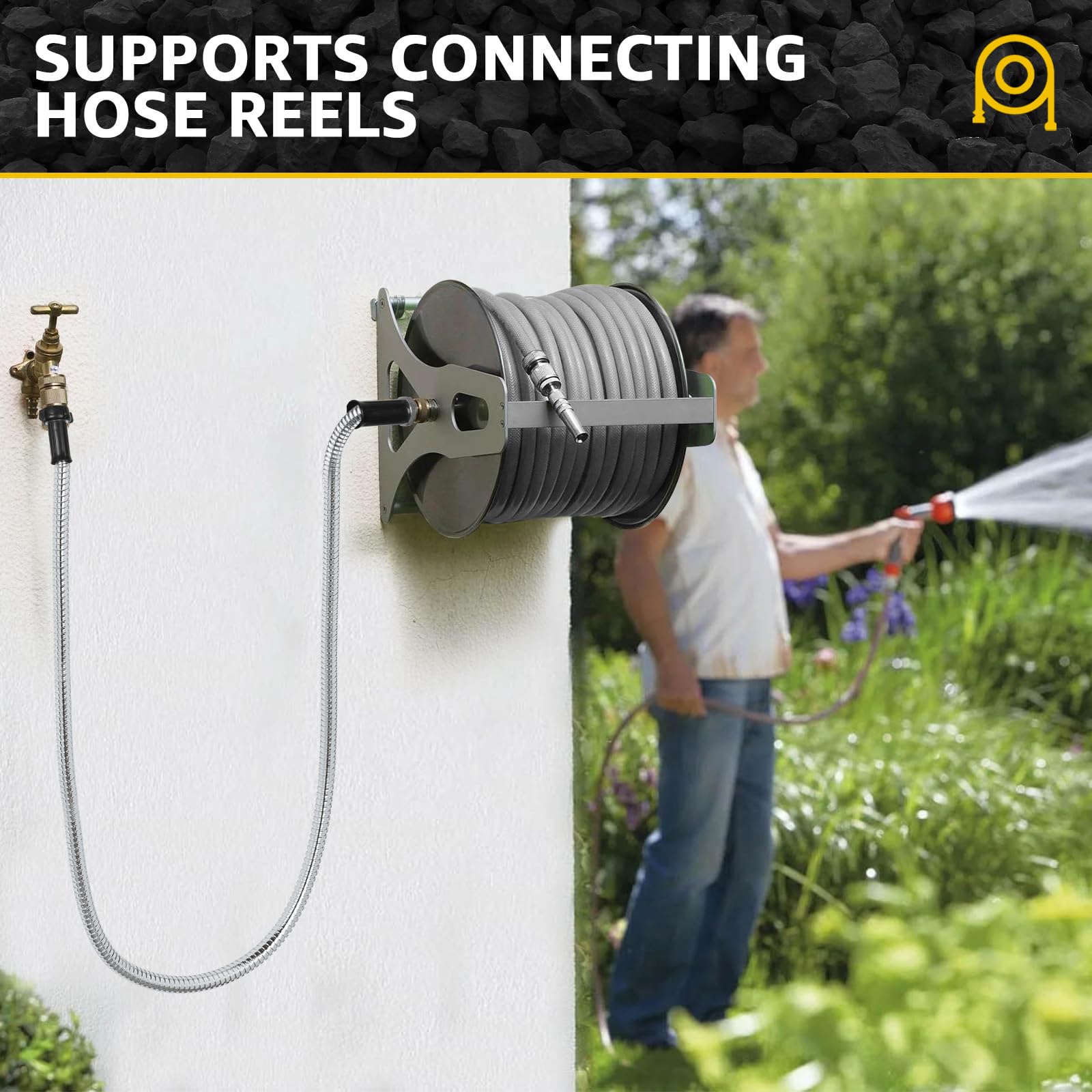 **Heavy Duty 5FT Stainless Steel Garden Hose with Metal Fittings - Flexible, Lightweight & Puncture Proof - Perfect for Yard, Outdoor, RV, and Camping Use**