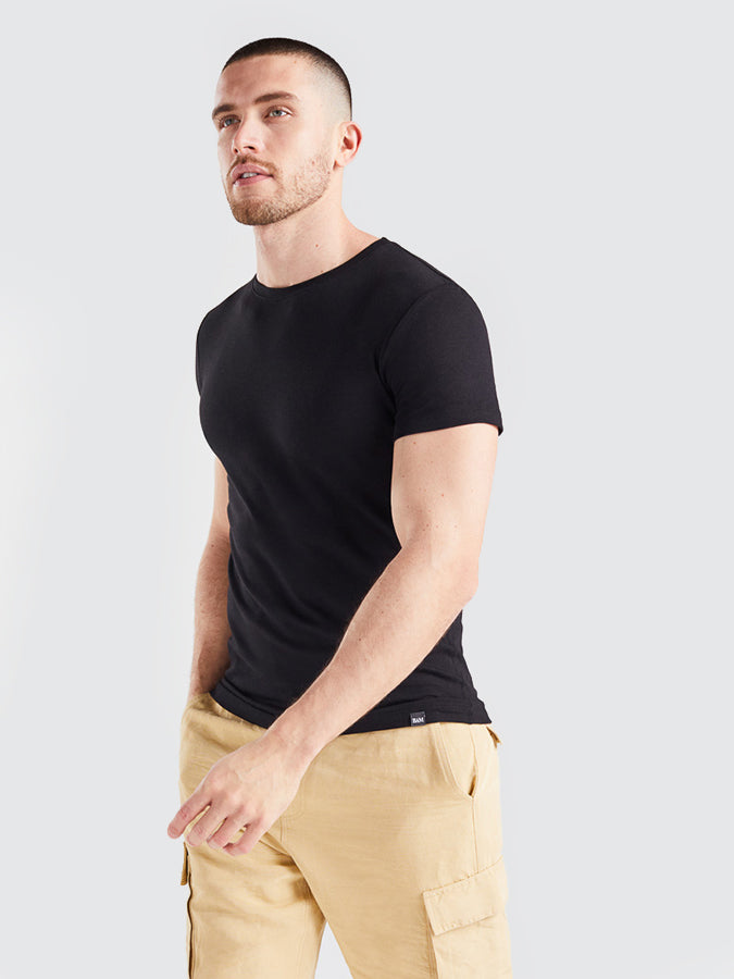 BAM Origin Luxe Men's Bamboo T-Shirt - Soft Eco-Friendly Black Tee for Casual Wear & Travel | Sustainable Fashion