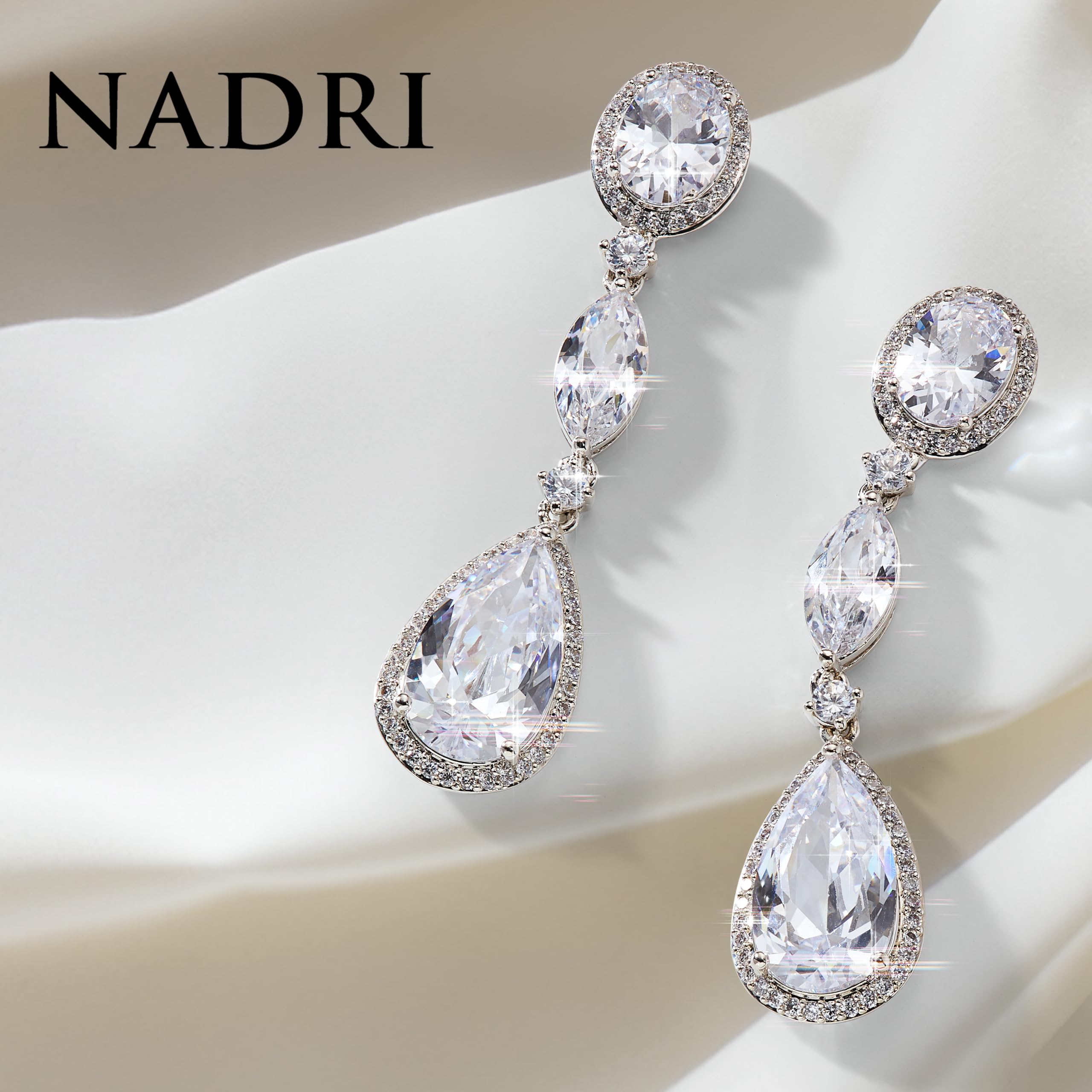 Nadri Teardrop Earrings for Women - Hypoallergenic Oval Dangle Earrings with Cubic Zirconia | Elegant Jewelry Gift for Parties, Weddings & Everyday Wear