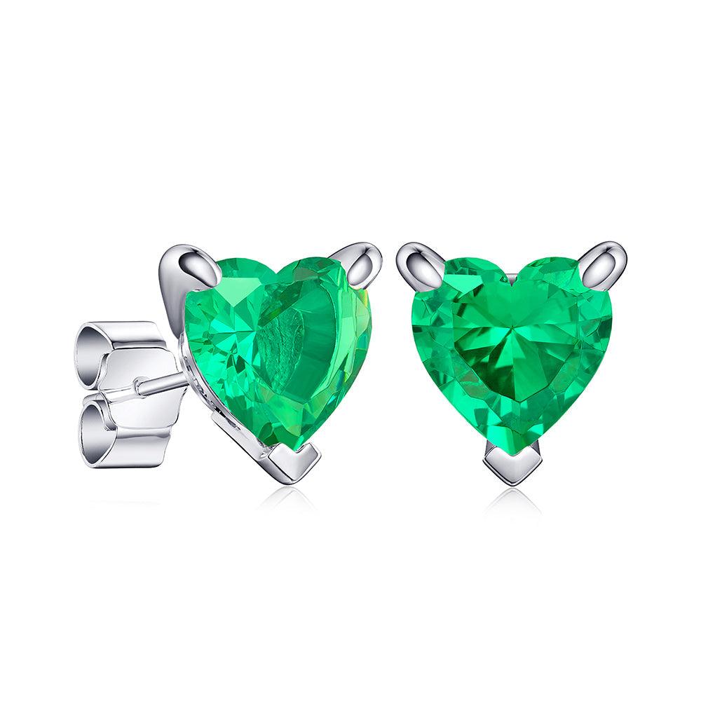 1 CT Heart Shaped Birthstone Stud Earrings - Genuine Gemstone Jewelry for Women, Perfect Gift for Anniversary, Valentine's Day & Mother's Day - Elegant Everyday Wear & Special Occasion Accessories