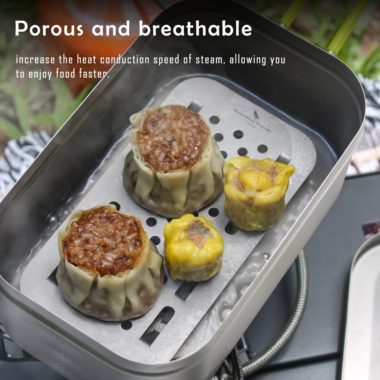 Boundless Voyage Pure Titanium Mini Steaming Rack Stand - Compact & Lightweight for Toast, Bread & Dumplings - Perfect for Camping, Backpacking, Picnics & Solo Travel (Model L-Ti6027P) | Portable Cooking Solution for Outdoor Adventures & Small Kitchen Spaces