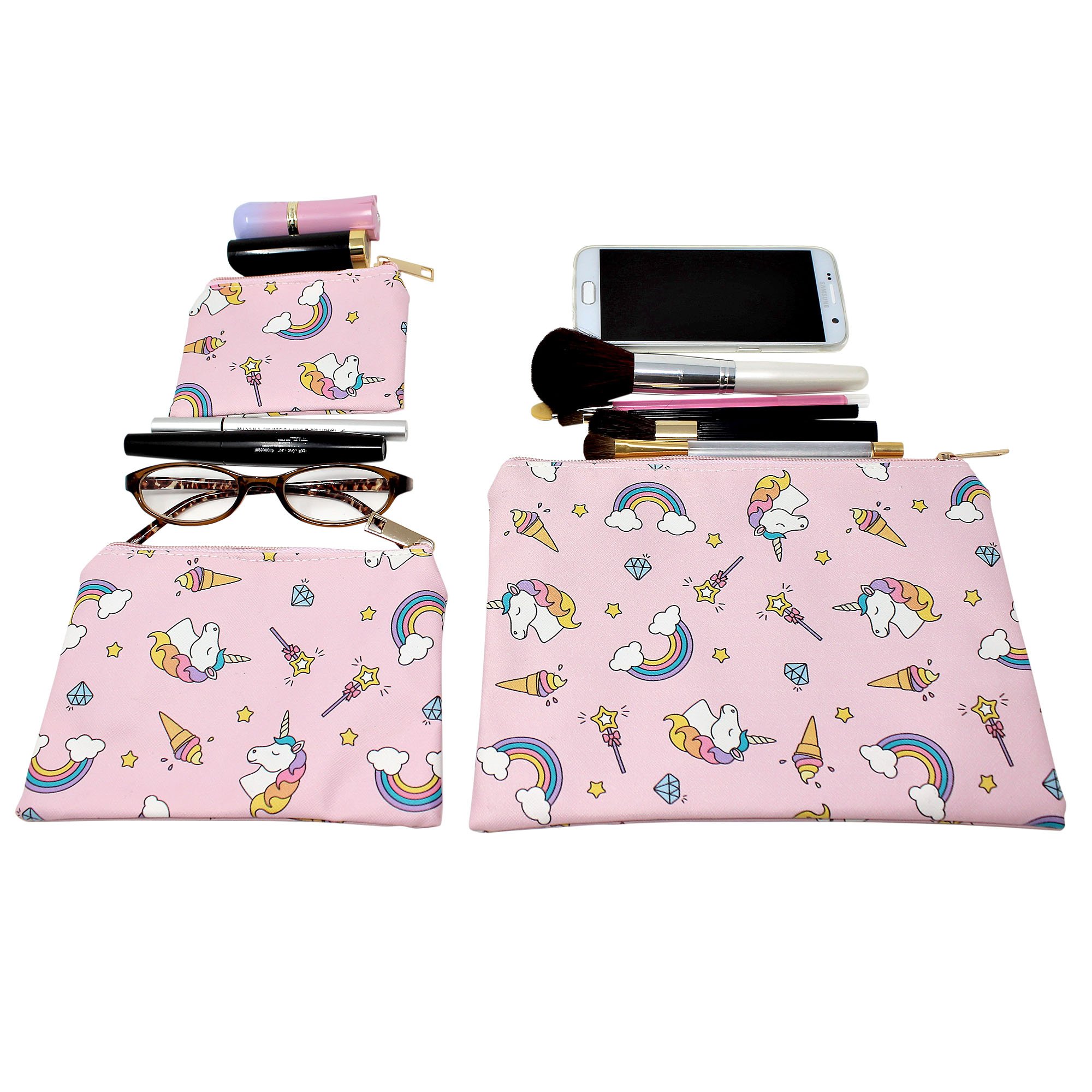 3-Piece Themed Cosmetic Bags Set - Travel Makeup Organizer for Women, Waterproof Toiletry Pouch (Perfect for Vacation, Gym & Daily Use)