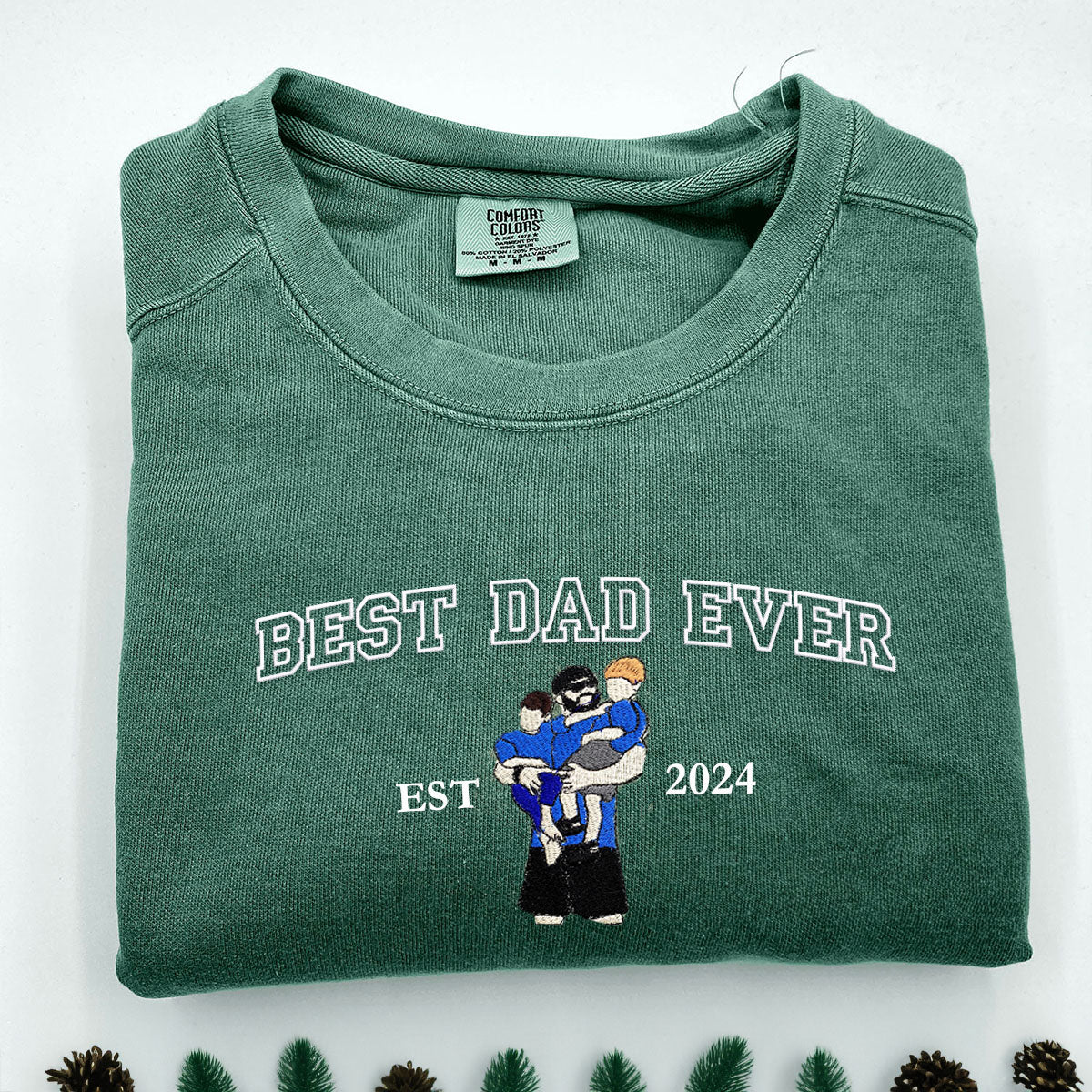 Best Dad Ever Embroidered T-Shirt - Comfort Color® Custom Shirt for Father's Day, Birthday & Gifts | Soft Cotton, Personalized Present for Dad
