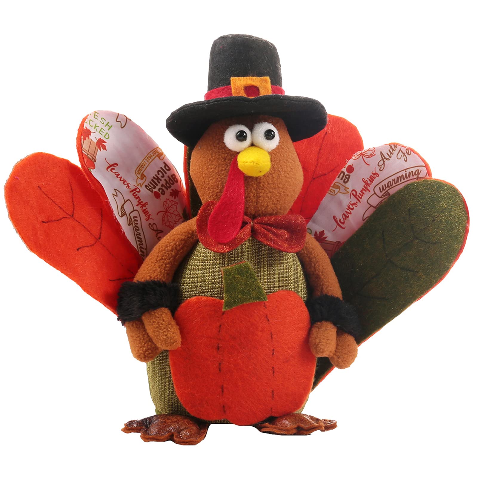 Hislaves Thanksgiving Turkey Plush Toy - Cute Pumpkin Holding Turkey with Colorful Tail & Hat, Festive Home Decor for Holiday Season | Perfect for Christmas, Fall Decorations & Gift Giving