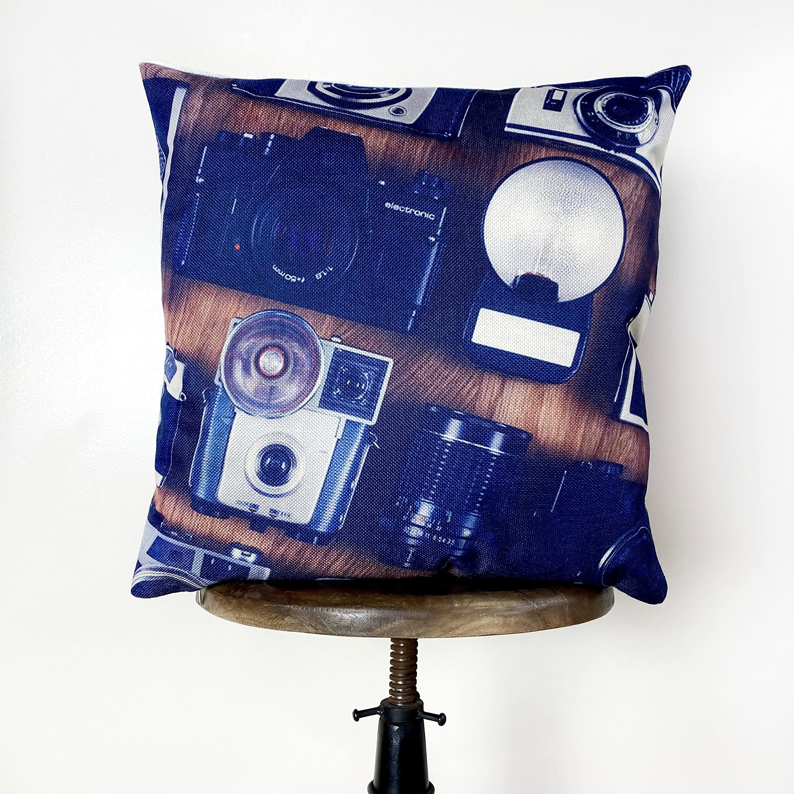 Vintage Polaroid Camera Photo Pillow Cover - Retro Photography Gift for Photographers - Camera Lens Home Decor Throw Pillow - Perfect for Birthday, Housewarming & Home Decor Gifts